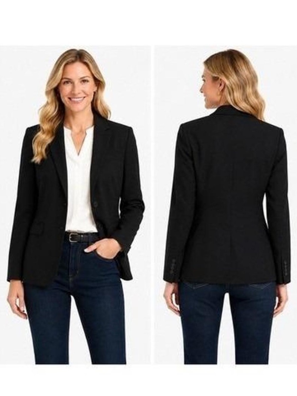 Lauren Ralph Lauren | Women's Black Tailored 2-Button Front Lined Blazer Size 6P
